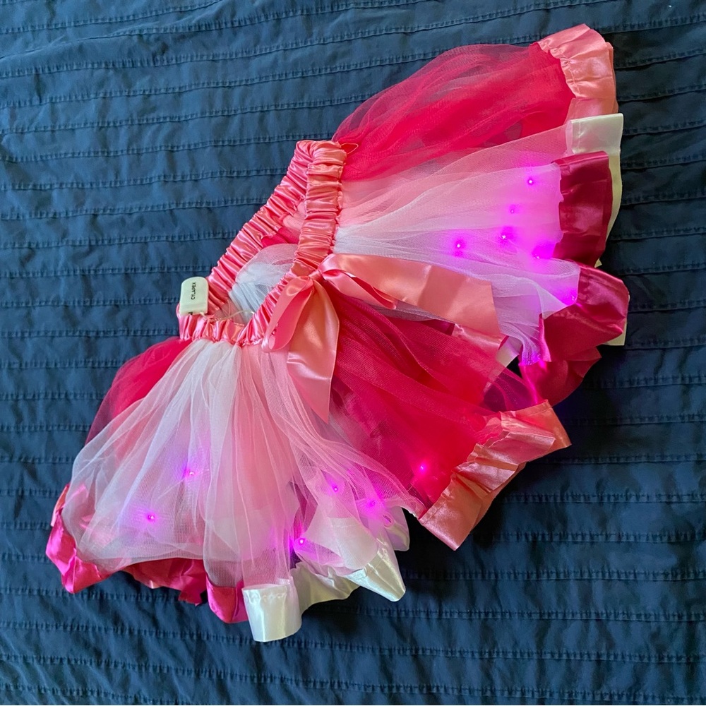 Pink and White LED Light-Up Tutu Skirt